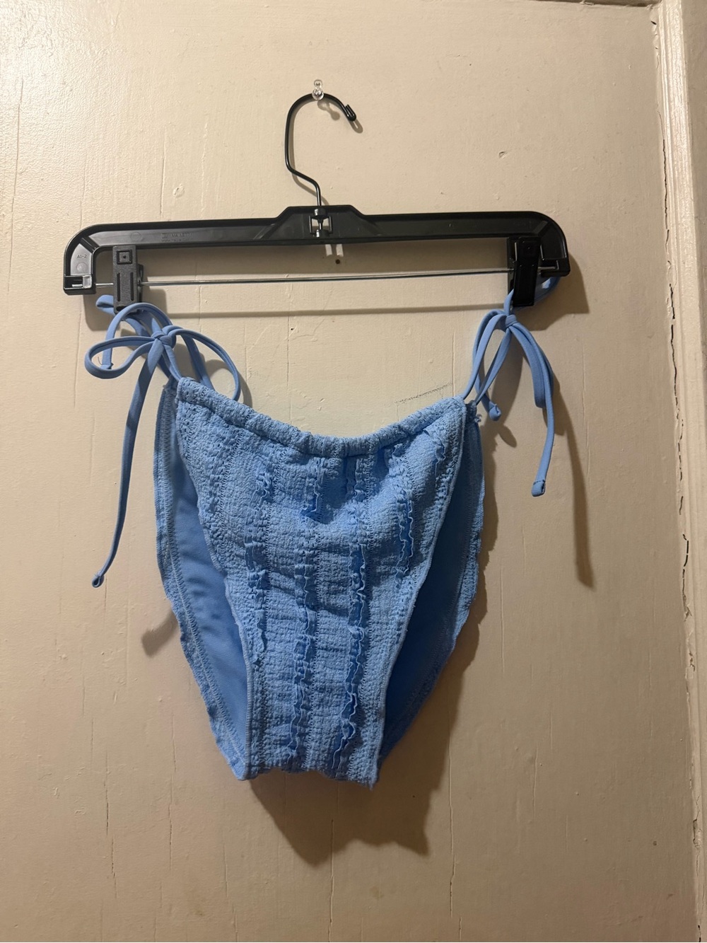 No Boundaries Sky Blue Textured Tie-Side Bikini Bottoms